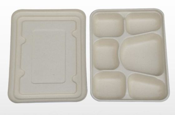 FDA 6 مقصورات أدوات مائدة قابلة للتحلل قش القمح صندوق غداء يمكن التخلص منه