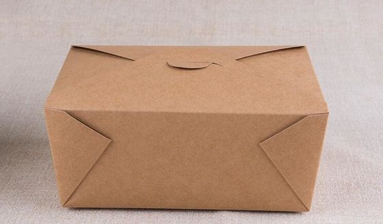صندوق غداء ورق كرافت مغلف بغشاء PE ، صندوق تعبئة يمكن التخلص منه 1100 مل مقاوم للزيت
