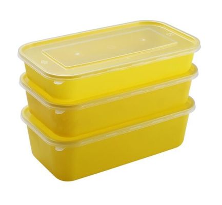 أطفال مدرسة أصفر مستطيل أصفر علب غداء يمكن التخلص منها تغليف أغذية الحاويات
