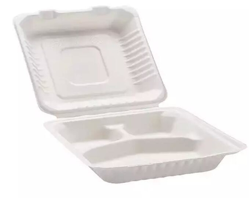 صندوق غداء مستطيل قابل للتحلل من قصب السكر يمكن التخلص منه لحاويات الطعام