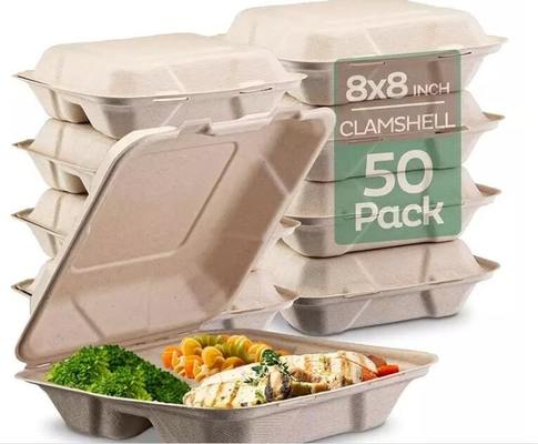 صندوق غداء مستطيل قابل للتحلل من قصب السكر يمكن التخلص منه لحاويات الطعام